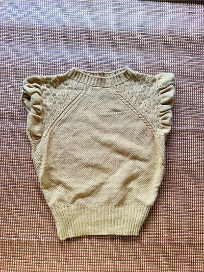 Blusa Tricot Feminina Gola Alta com Babados nas Mangas Sem Mangas