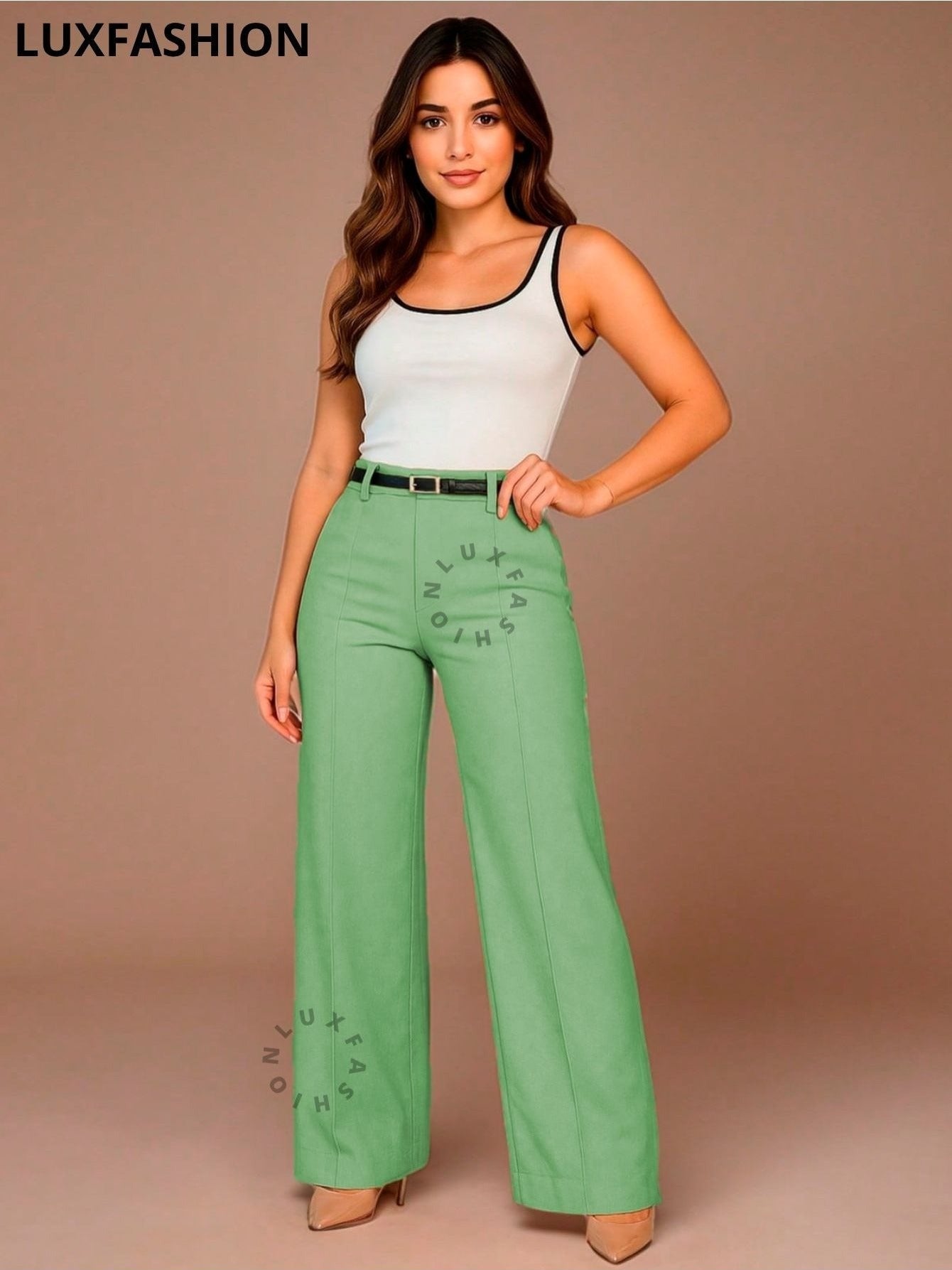 Calça Pantalona Social Alfaiataria Feminina com Cinto