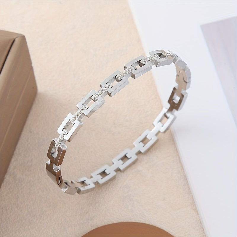 Pulseira Feminina Aço Inoxidável 304L Pedra Natural Infinito Banho Ouro 18K Minimalista
