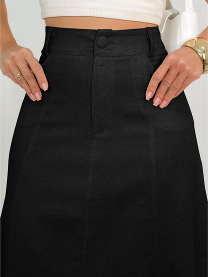 Saia Midi Godê Viscolinho Feminina Elegante