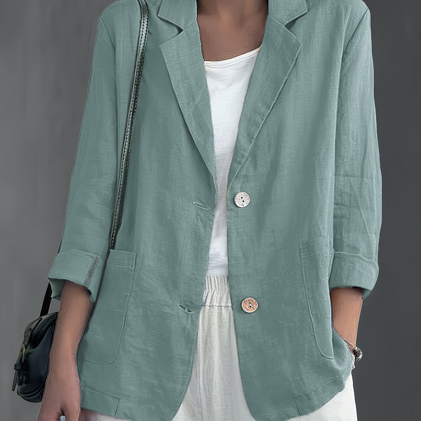 Blazer Feminino Alfaiataria Manga 3/4 com Dois Botões Executivo Casual