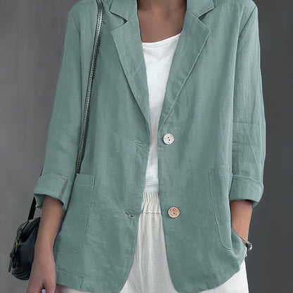 Blazer Feminino Alfaiataria Manga 3/4 com Dois Botões Executivo Casual