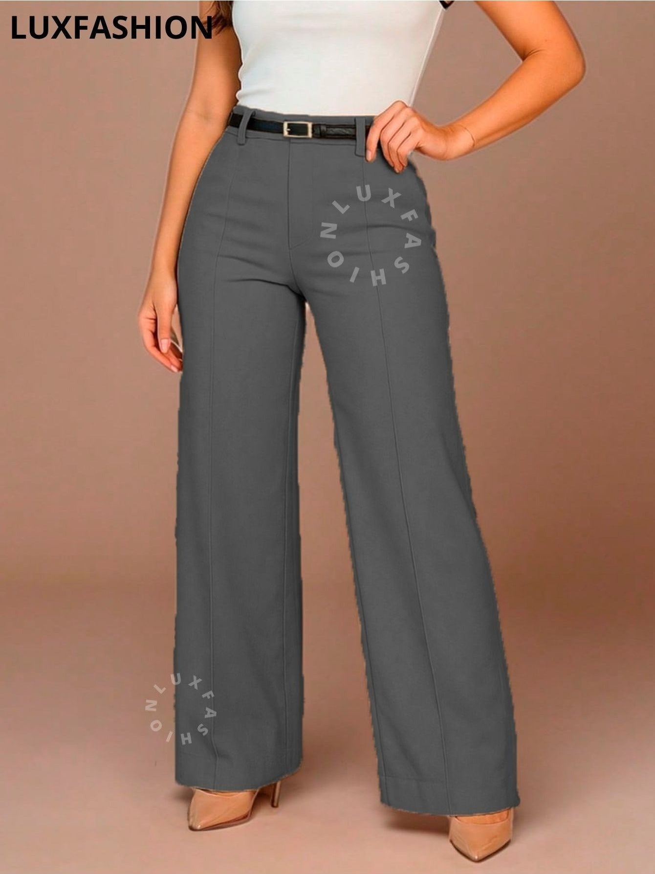 Calça Pantalona Social Alfaiataria Feminina com Cinto