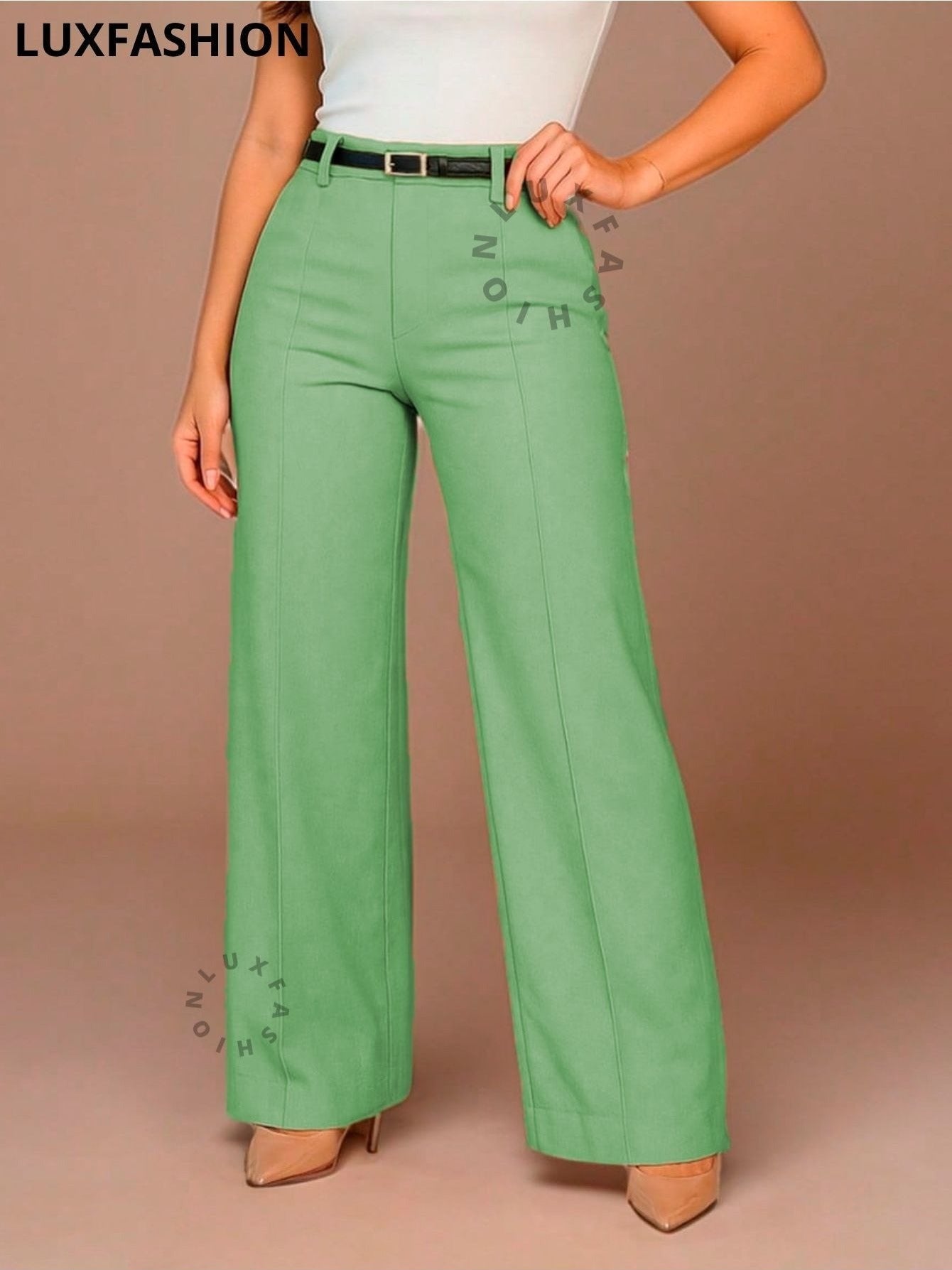 Calça Pantalona Social Alfaiataria Feminina com Cinto
