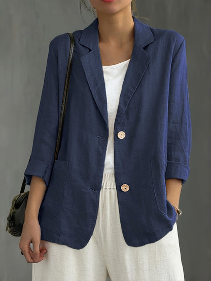 Blazer Feminino Alfaiataria Manga 3/4 com Dois Botões Executivo Casual