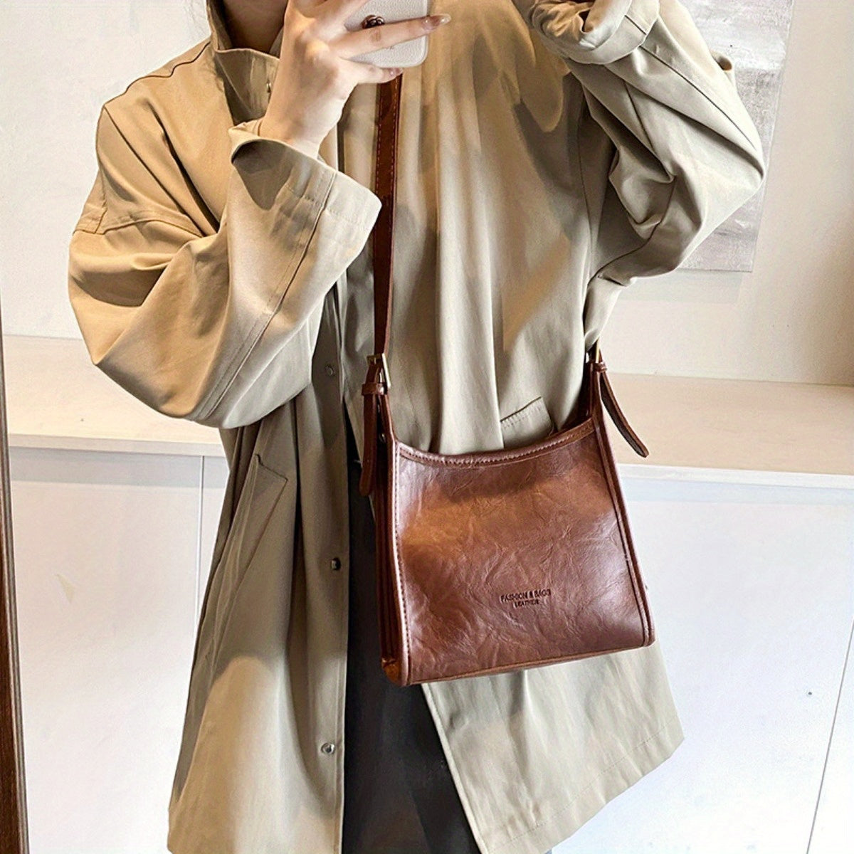 Bolsa Feminina Couro Legítimo Vintage Tote Grande Outono Inverno Versátil