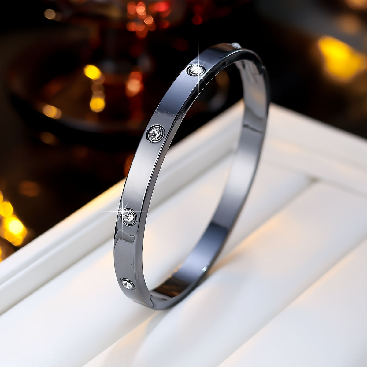 Pulseira Feminina Aço Titânio Zircônia Banho Ouro 18K Clássica Elegante Presente