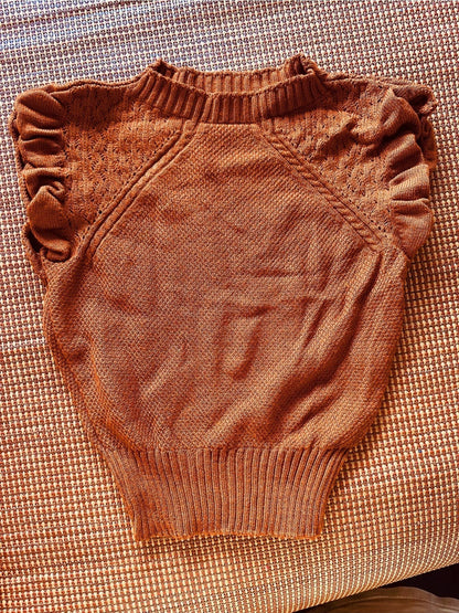 Blusa Tricot Feminina Gola Alta com Babados nas Mangas Sem Mangas