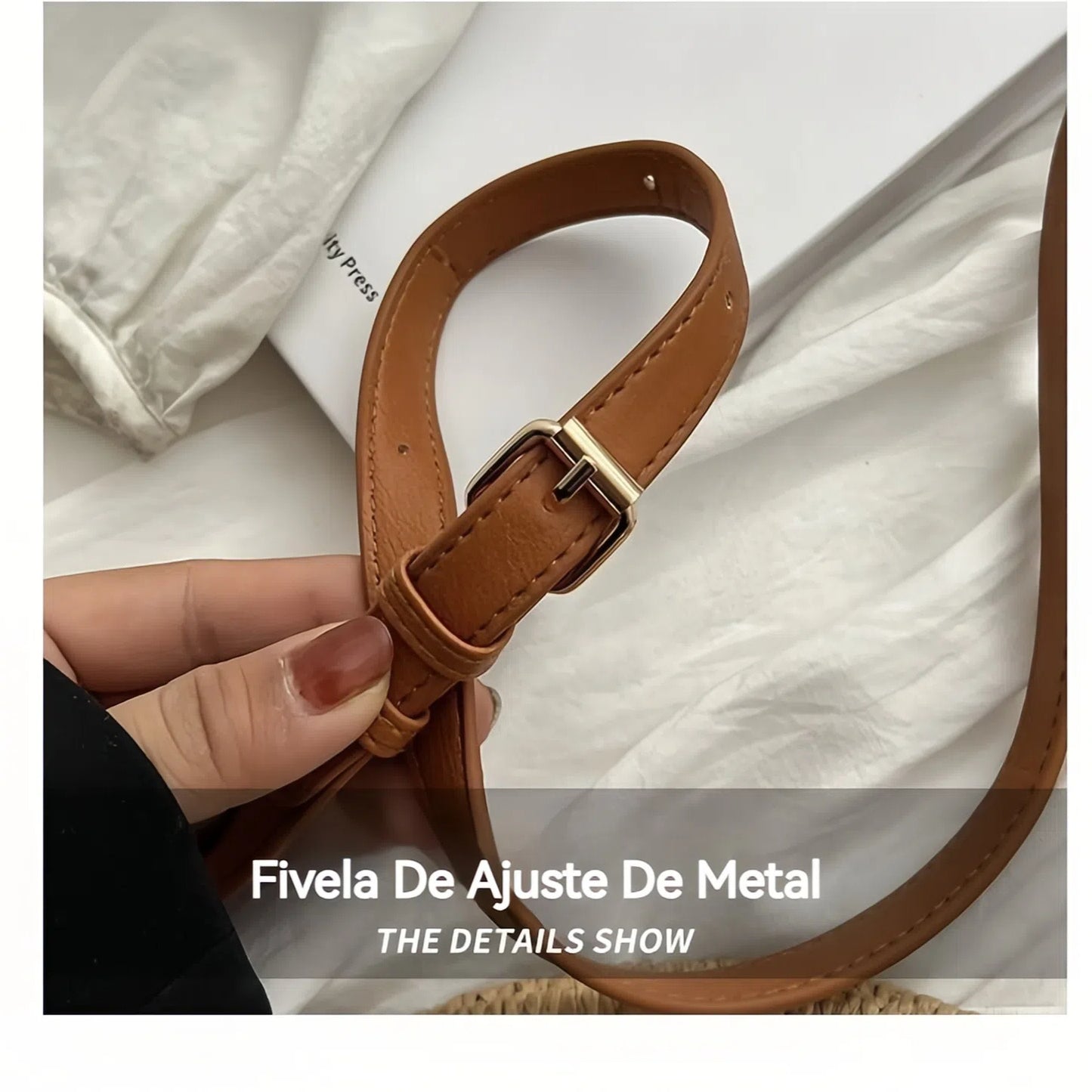 Bolsa de Praia Feminina Palha Sintética Alça Dupla Transversal Verão