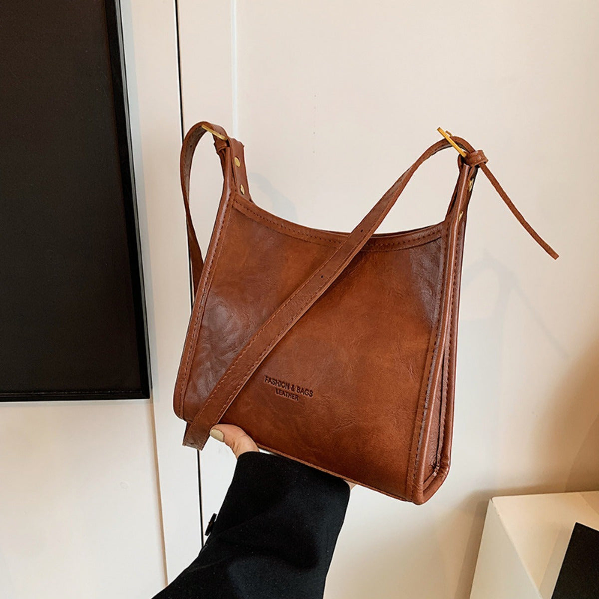 Bolsa Feminina Couro Legítimo Vintage Tote Grande Outono Inverno Versátil