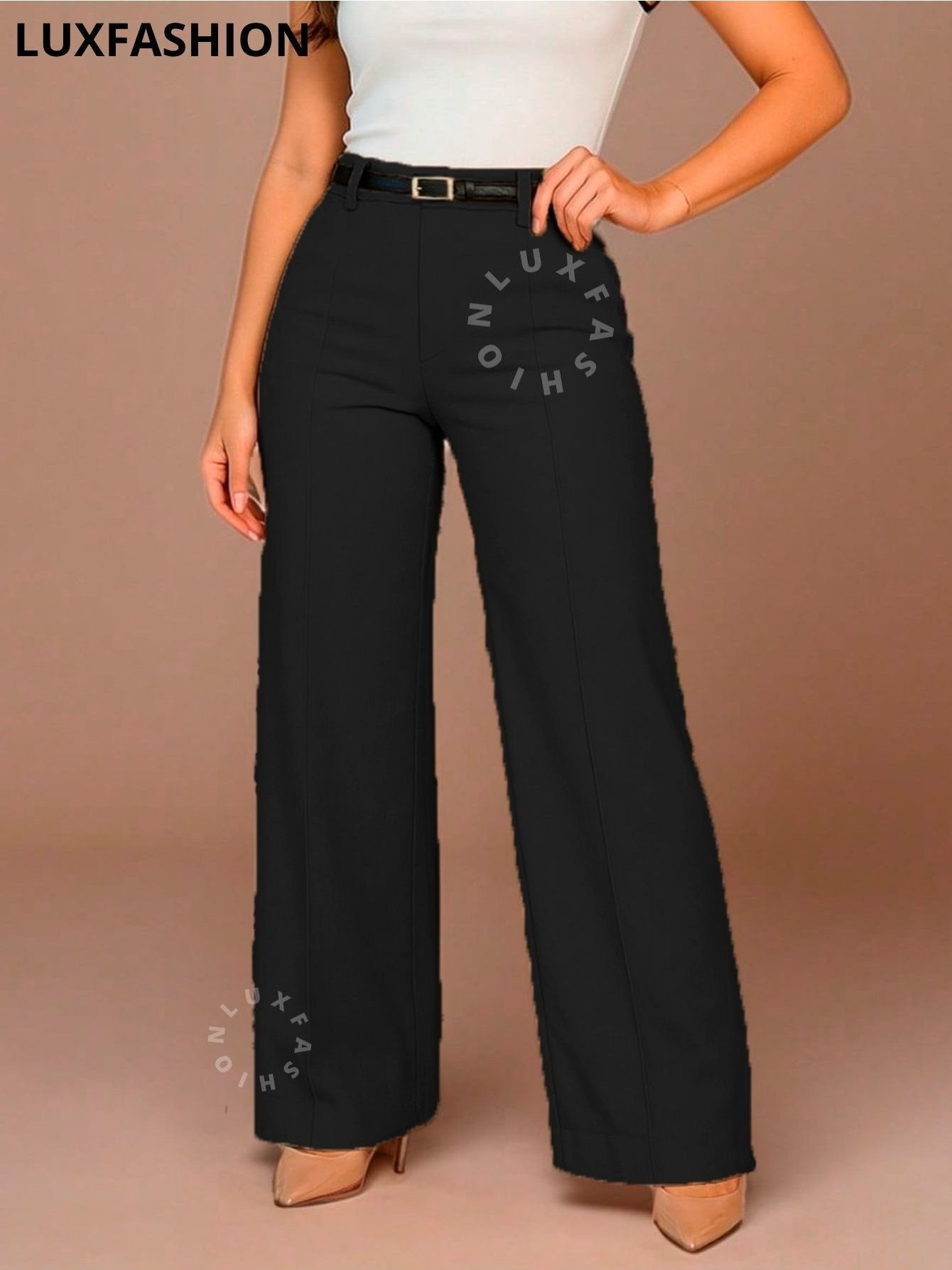 Calça Pantalona Social Alfaiataria Feminina com Cinto