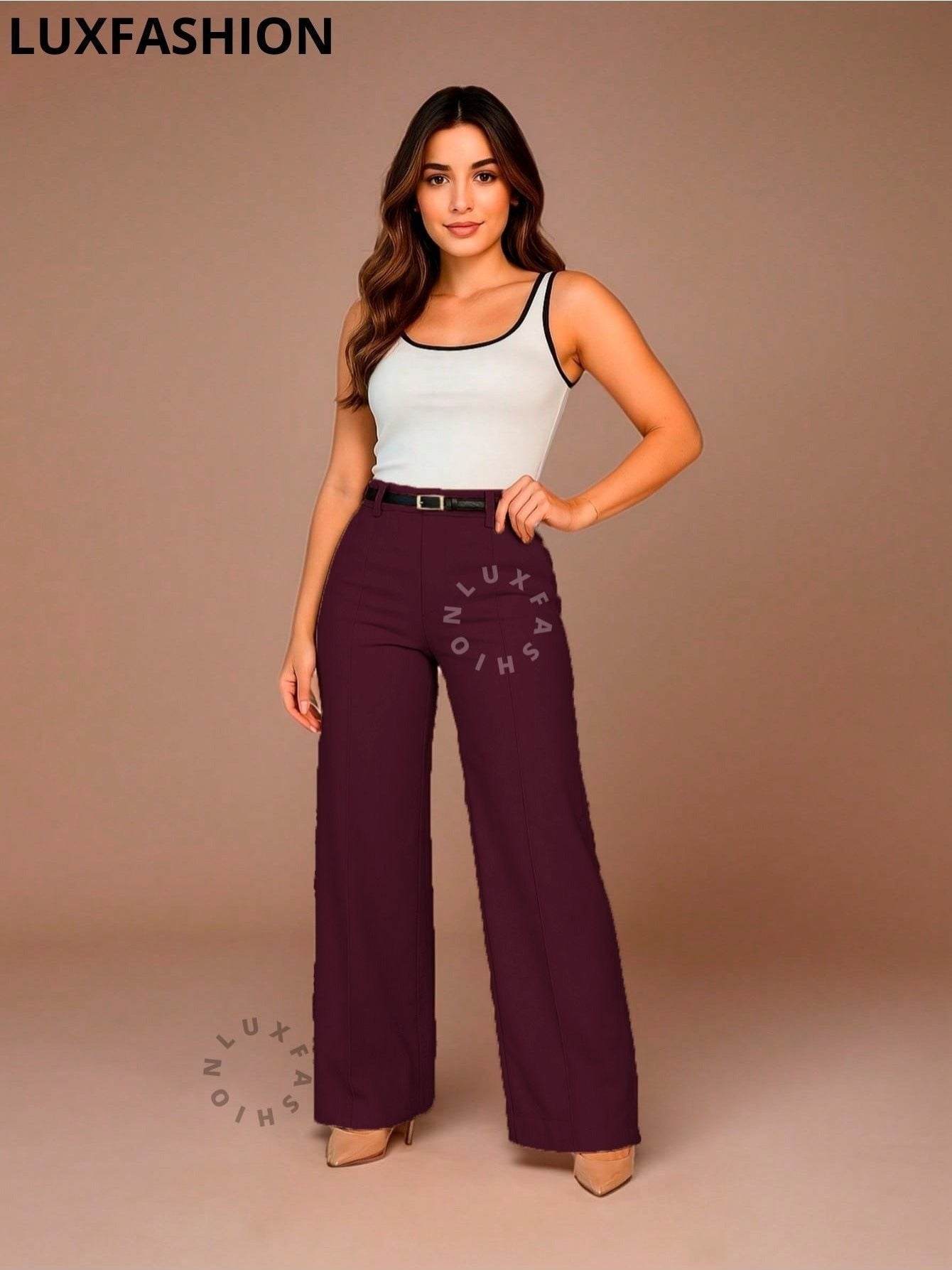 Calça Pantalona Social Alfaiataria Feminina com Cinto