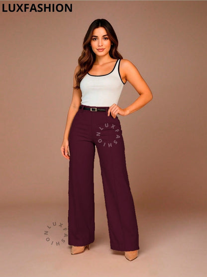 Calça Pantalona Social Alfaiataria Feminina com Cinto