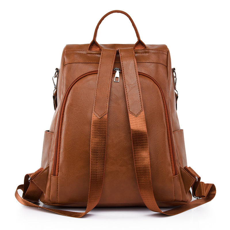 Mochila Feminina Couro Sintético Alça Colorida Trabalho Escola Viagem