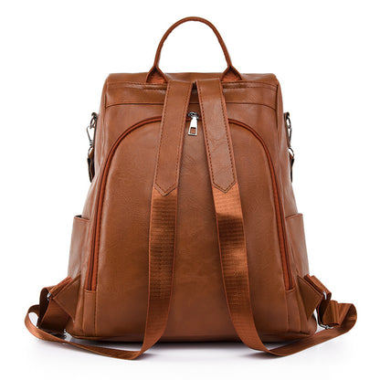Mochila Feminina Couro Sintético Alça Colorida Trabalho Escola Viagem