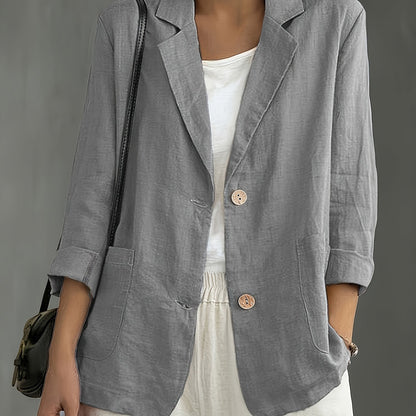 Blazer Feminino Alfaiataria Manga 3/4 com Dois Botões Executivo Casual