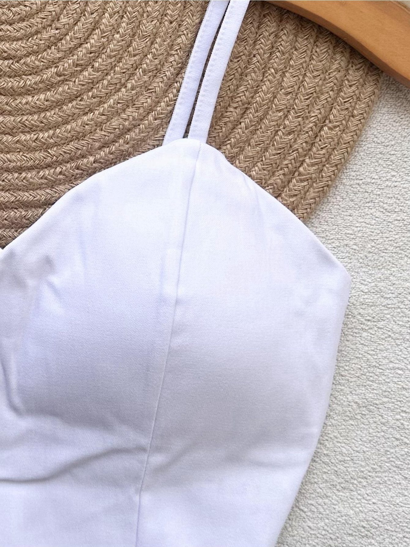 Top Cropped Feminino com Bojo e Zíper Frontal Alças Finas Moderno