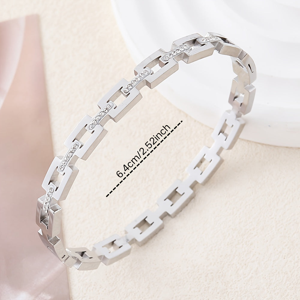 Pulseira Feminina Aço Inoxidável 304L Pedra Natural Infinito Banho Ouro 18K Minimalista