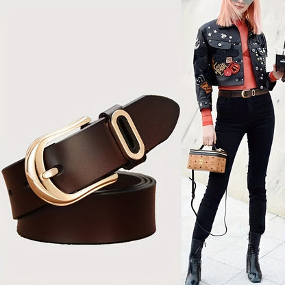 Cinto Feminino Couro Legítimo Vintage Cowgirl Fivela Metal Jeans