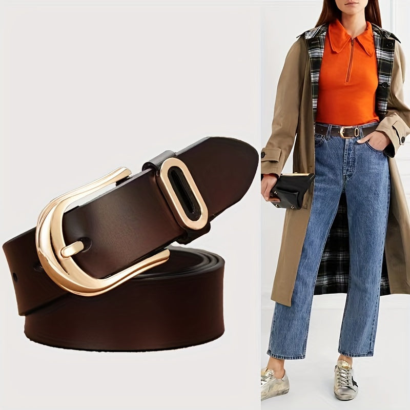 Cinto Feminino Couro Legítimo Vintage Cowgirl Fivela Metal Jeans