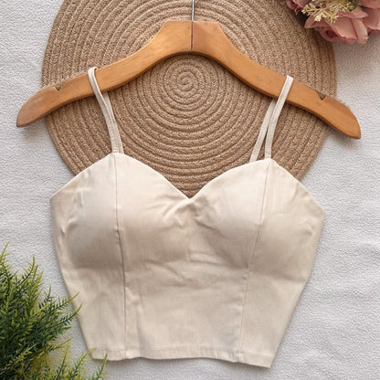 Top Cropped Feminino com Bojo e Zíper Frontal Alças Finas Moderno