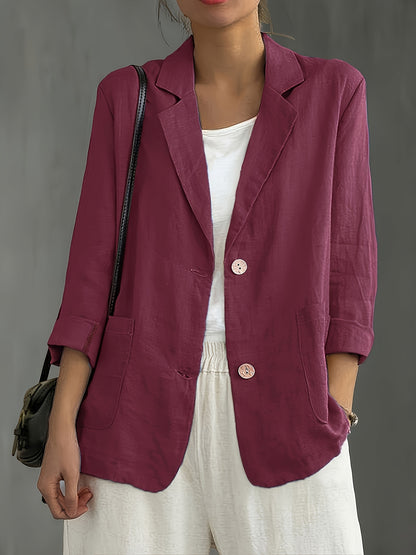 Blazer Feminino Alfaiataria Manga 3/4 com Dois Botões Executivo Casual