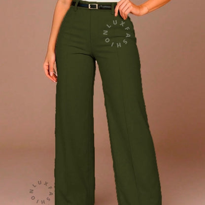 Calça Pantalona Social Alfaiataria Feminina com Cinto