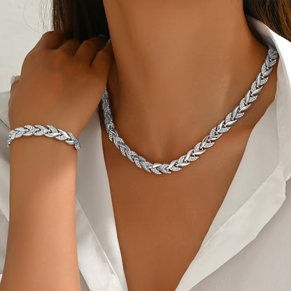 Kit Joias Feminino Vidro Strass Sereia Pulseira Colar Brincos Elegante Luxo