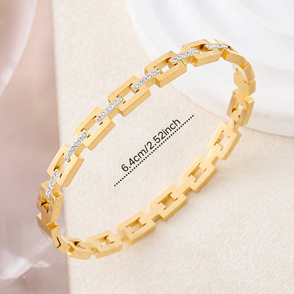 Pulseira Feminina Aço Inoxidável 304L Pedra Natural Infinito Banho Ouro 18K Minimalista