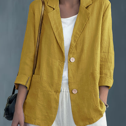 Blazer Feminino Alfaiataria Manga 3/4 com Dois Botões Executivo Casual