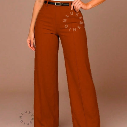 Calça Pantalona Social Alfaiataria Feminina com Cinto