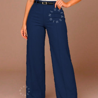 Calça Pantalona Social Alfaiataria Feminina com Cinto