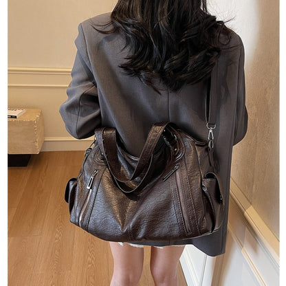 Bolsa Feminina Couro Legítimo Tote Grande Vintage Transversal Versátil
