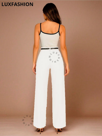 Calça Pantalona Social Alfaiataria Feminina com Cinto
