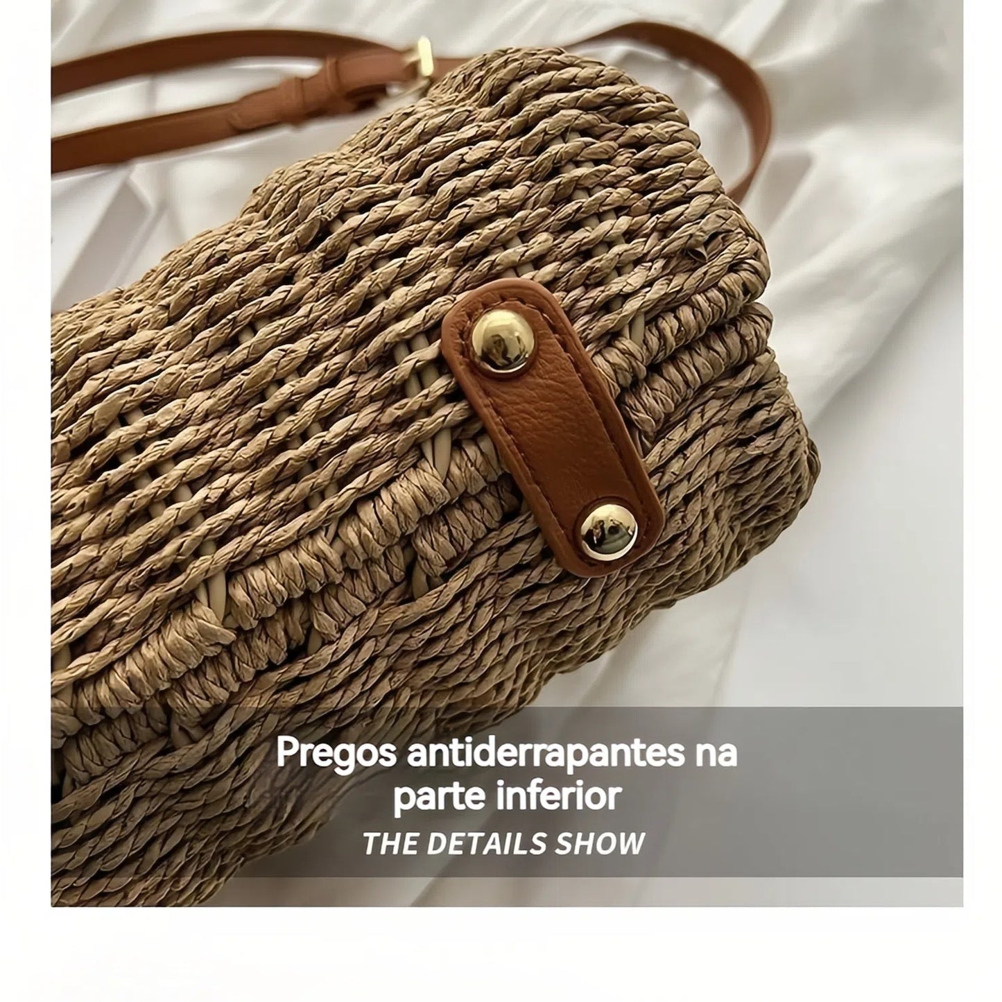 Bolsa de Praia Feminina Palha Sintética Alça Dupla Transversal Verão