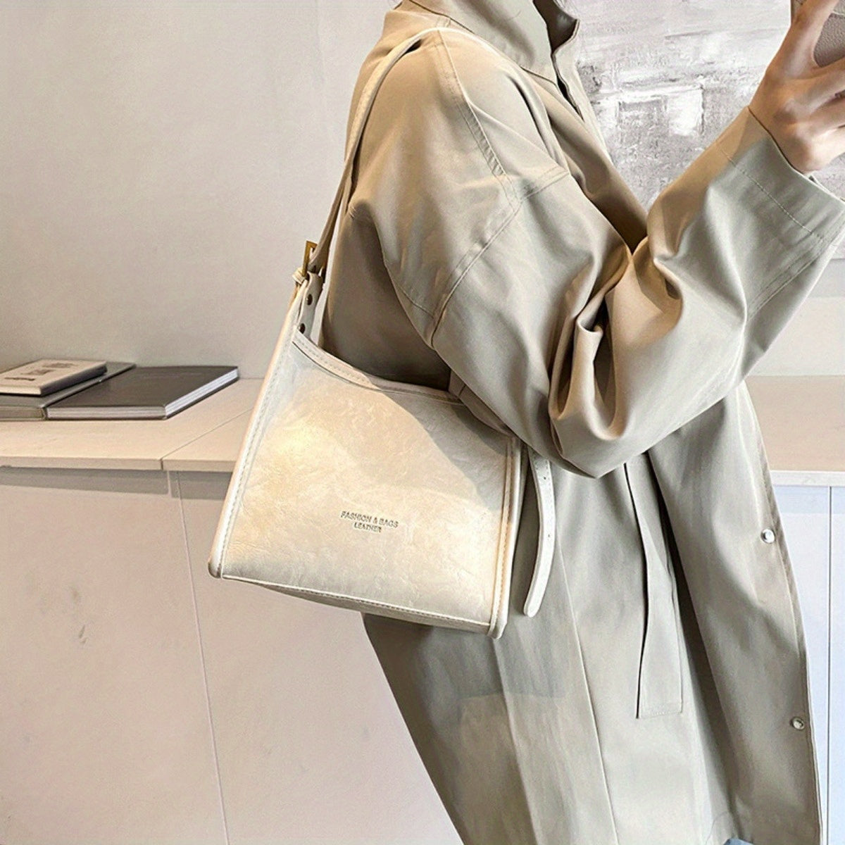 Bolsa Feminina Couro Legítimo Vintage Tote Grande Outono Inverno Versátil