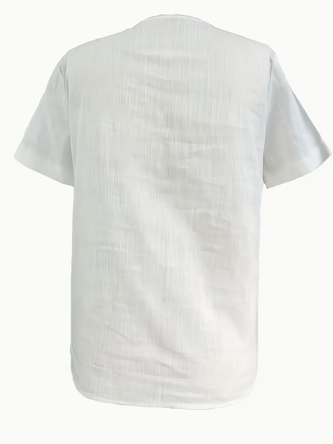 Blusa Feminina Linho Manga Curta Decote V com Bolsos Frontais Casual