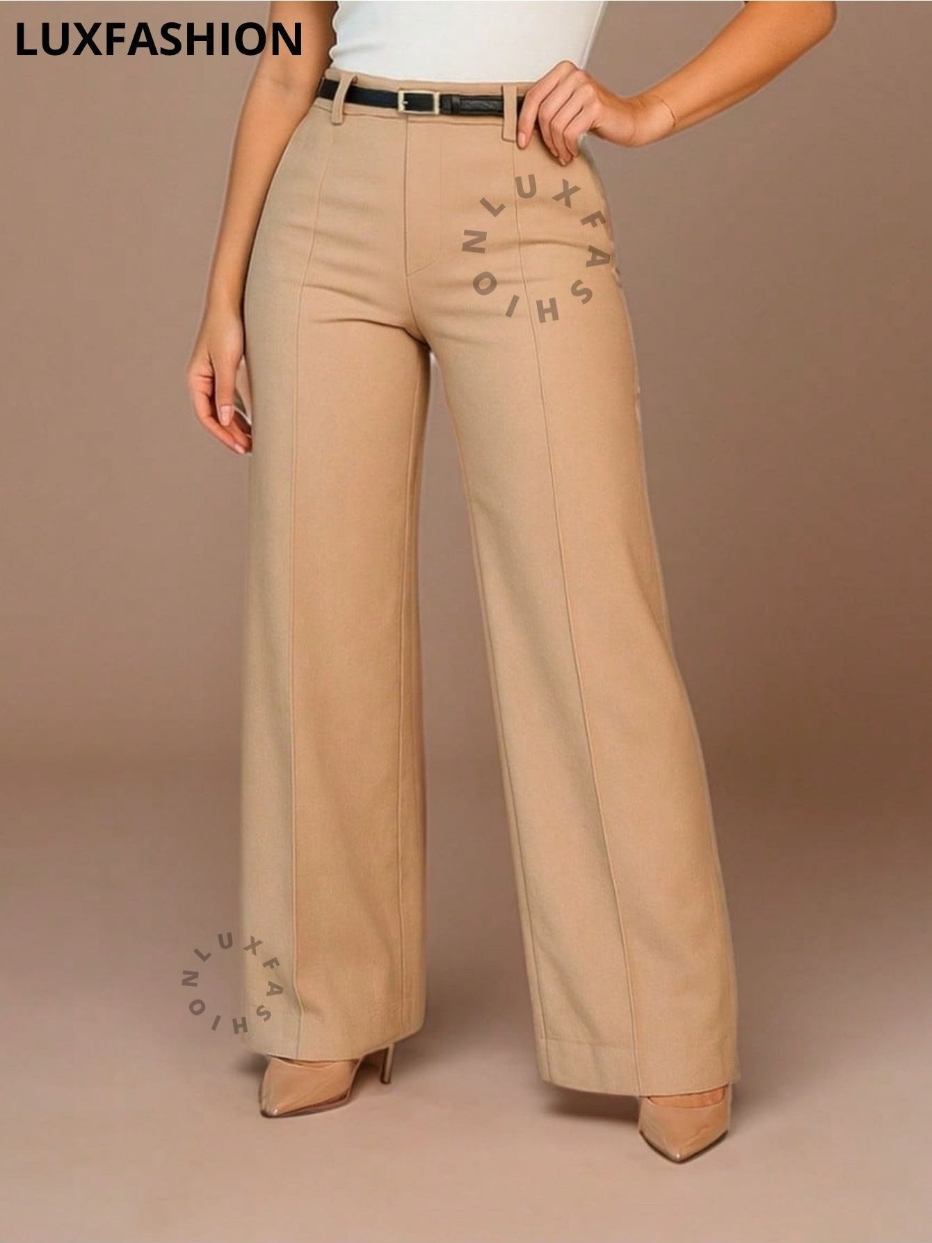 Calça Pantalona Social Alfaiataria Feminina com Cinto