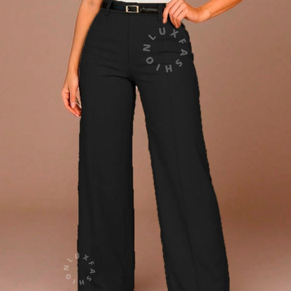 Calça Pantalona Social Alfaiataria Feminina com Cinto