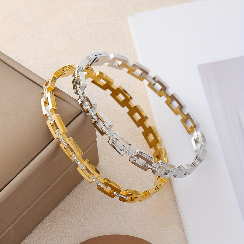 Pulseira Feminina Aço Inoxidável 304L Pedra Natural Infinito Banho Ouro 18K Minimalista