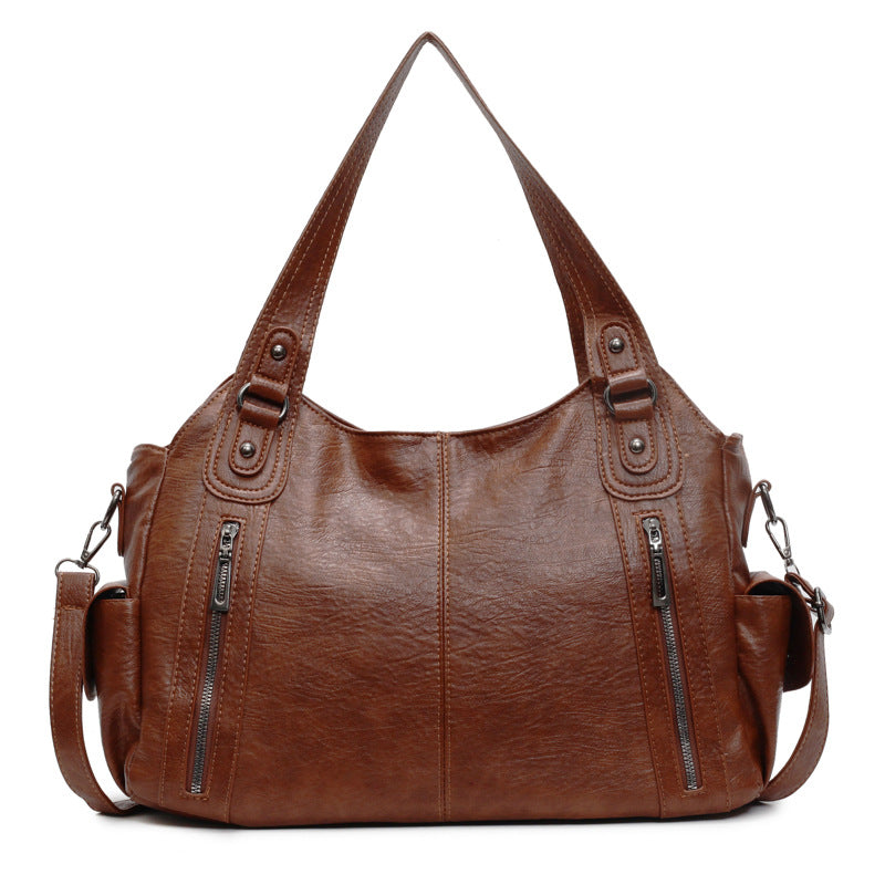 Bolsa Feminina Couro Legítimo Tote Grande Vintage Transversal Versátil