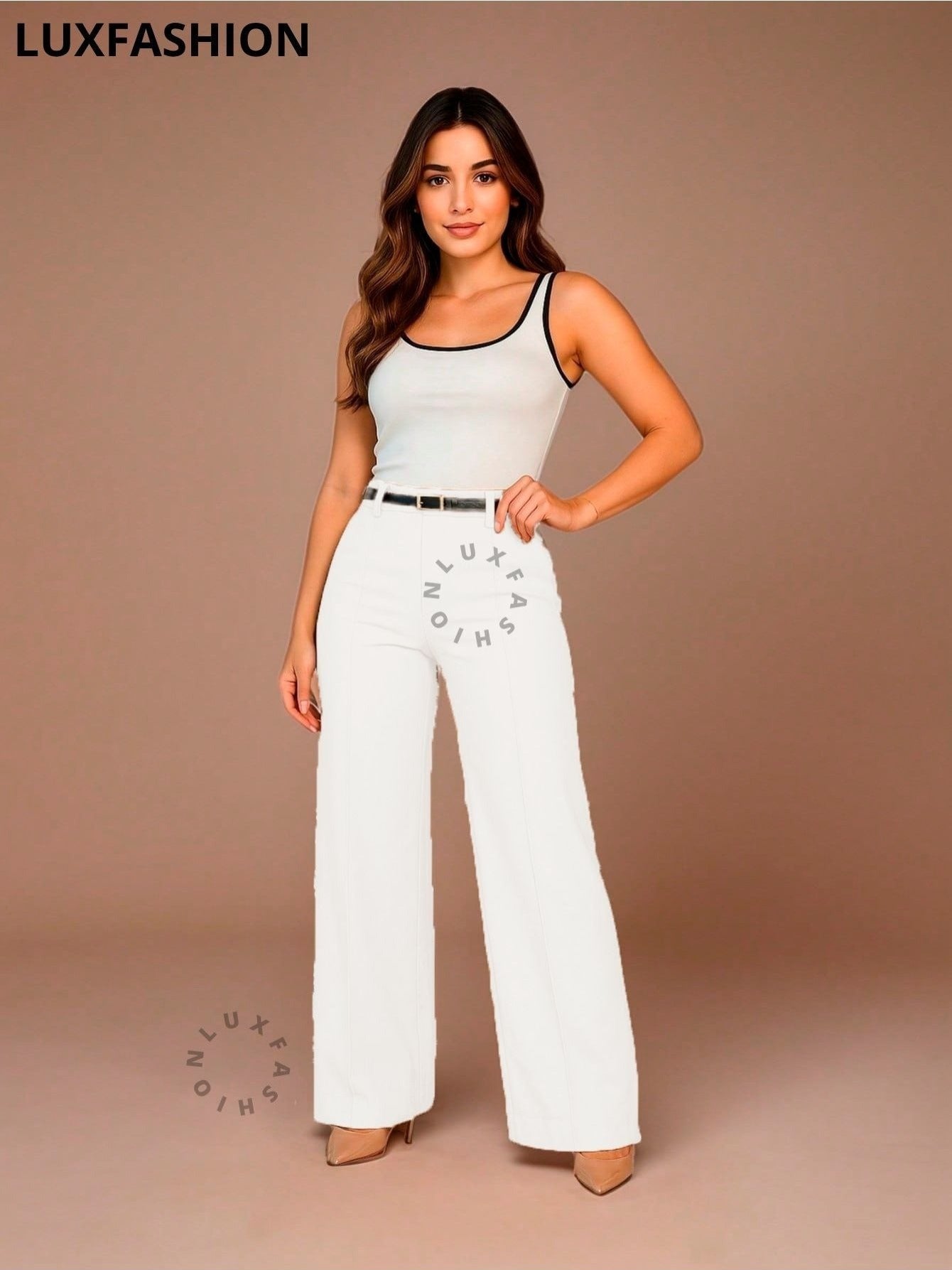 Calça Pantalona Social Alfaiataria Feminina com Cinto
