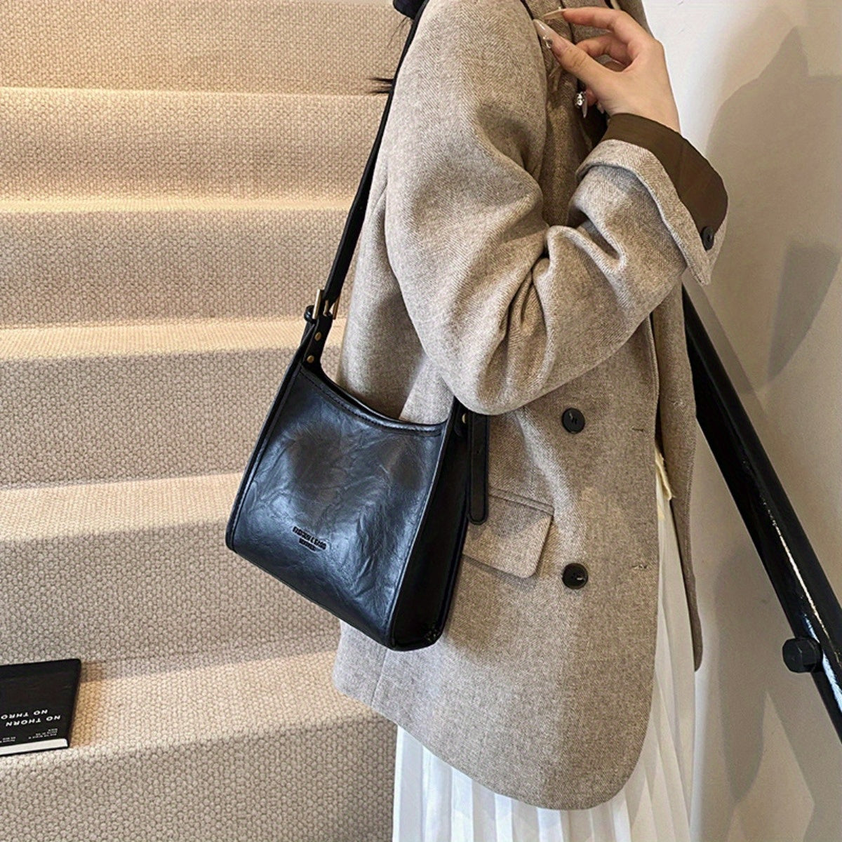 Bolsa Feminina Couro Legítimo Vintage Tote Grande Outono Inverno Versátil