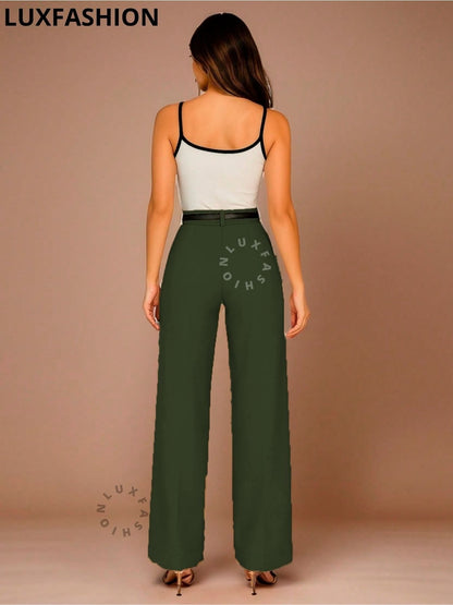 Calça Pantalona Social Alfaiataria Feminina com Cinto