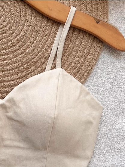 Top Cropped Feminino com Bojo e Zíper Frontal Alças Finas Moderno