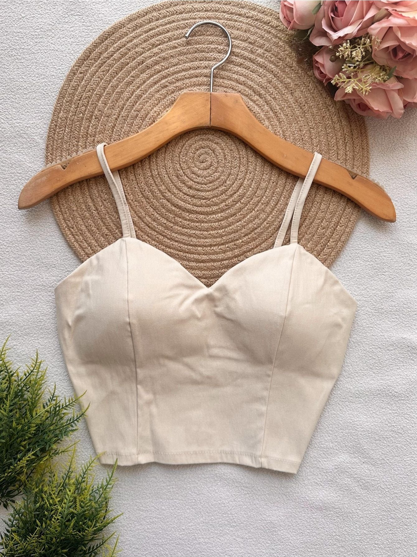 Top Cropped Feminino com Bojo e Zíper Frontal Alças Finas Moderno