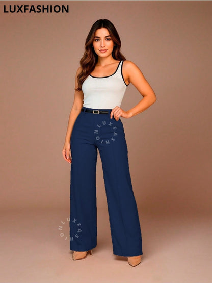 Calça Pantalona Social Alfaiataria Feminina com Cinto