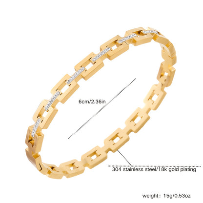 Pulseira Feminina Aço Inoxidável 304L Pedra Natural Infinito Banho Ouro 18K Minimalista