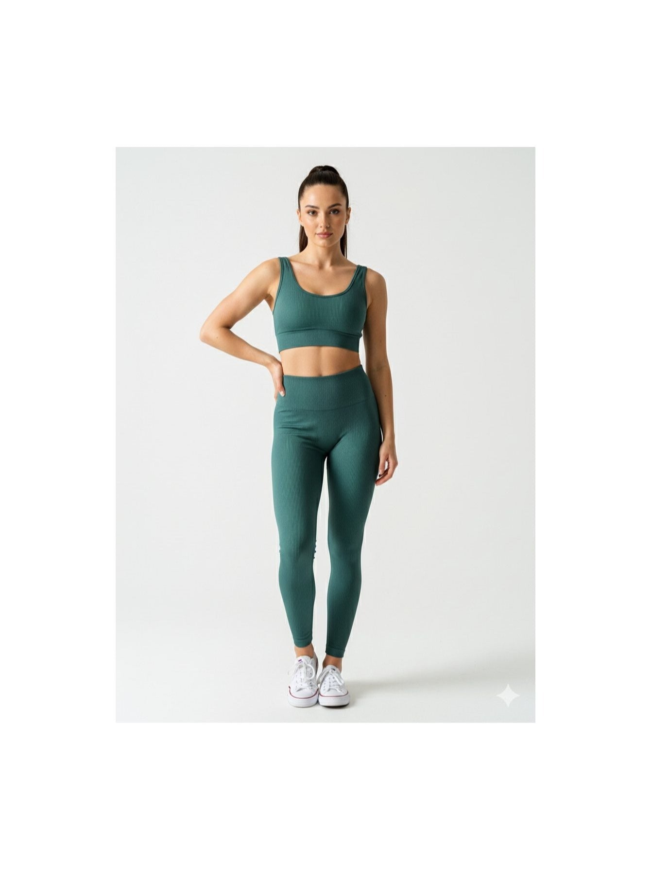 Legging Fitness Feminina Canelada Cintura Alta Sem Transparência