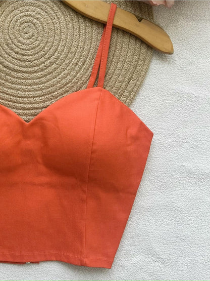 Top Cropped Feminino com Bojo e Zíper Frontal Alças Finas Moderno